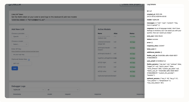 Dashboard Log Row